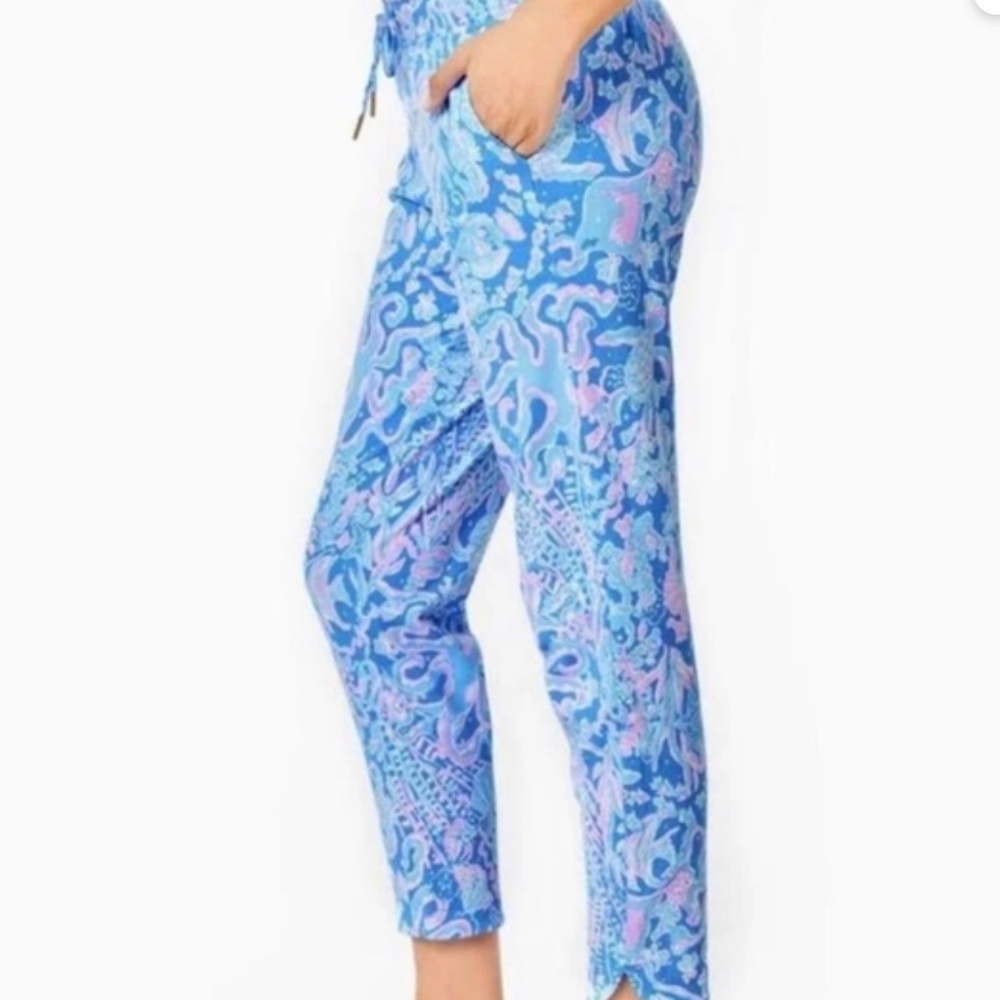 Lilly Pulitzer Emora Knit pants Boca Blue Sea What I Sea Medium NWT